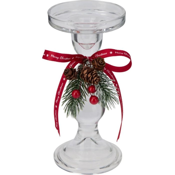 CANDELIERE VETRO 8X18CM FIOCCO